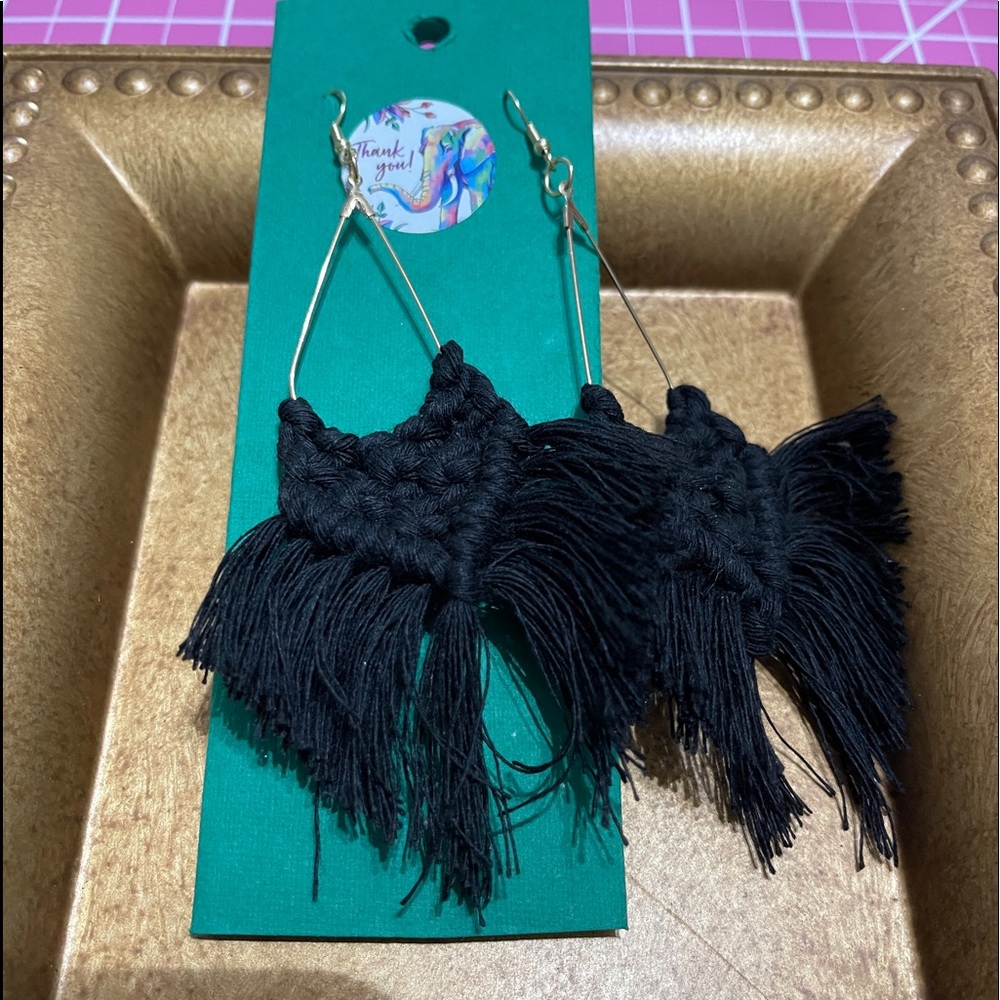 Cute black long boho earrings